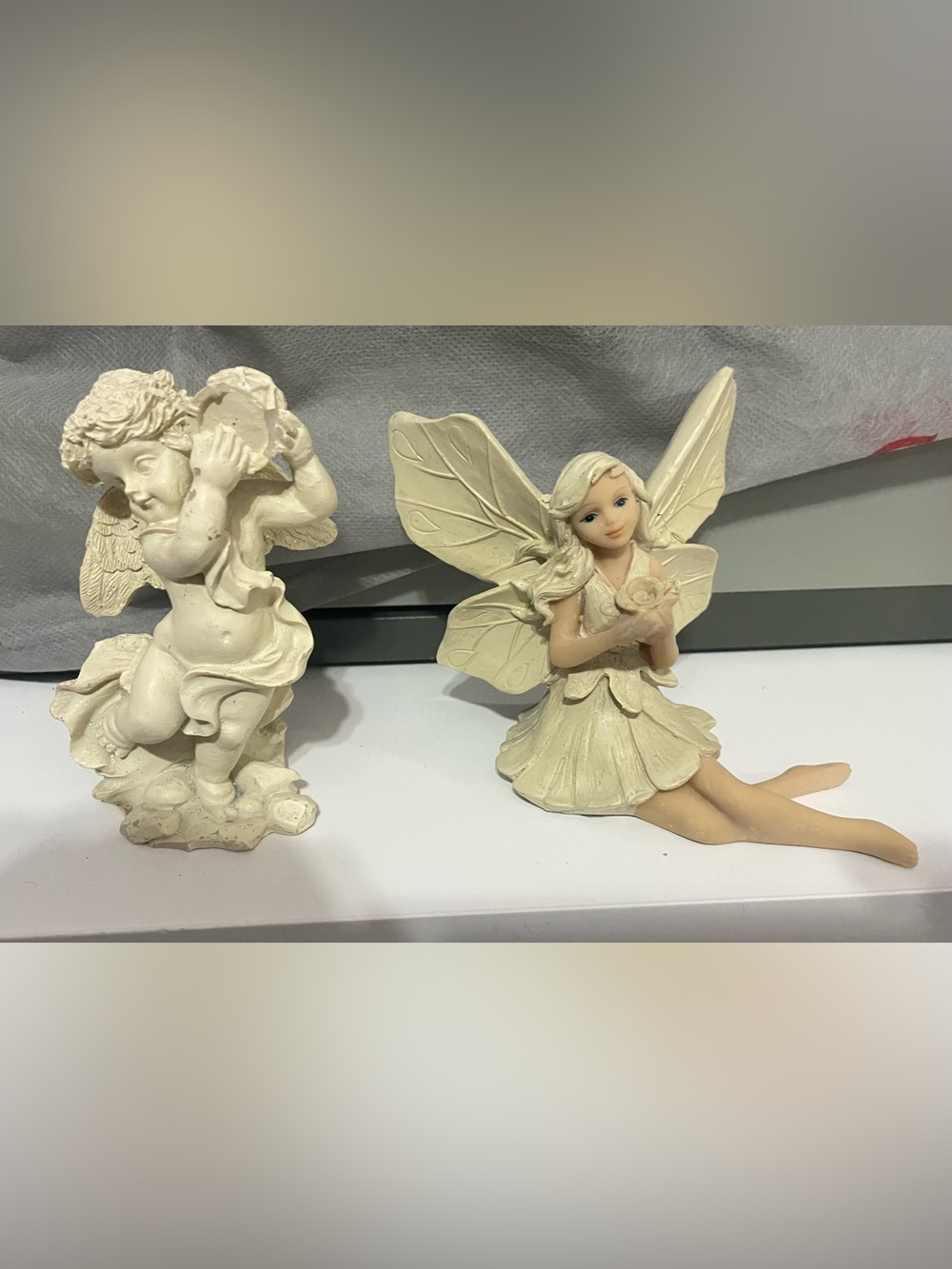 Cream Ceramic Angel Figurines - Home Art Decor